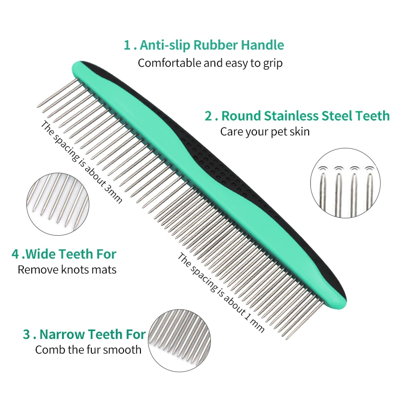 Pet Cleaning Grooming Kit Hair Remover Brush Massage Comb Scissors Nail File for Dog & Cat
