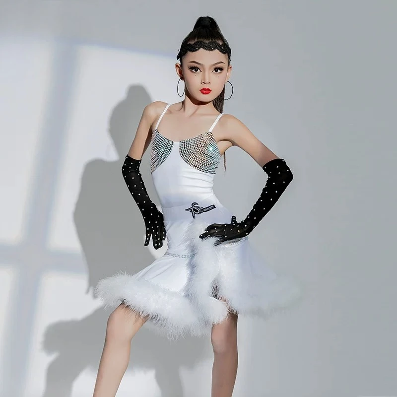 Latin dance girl performance costume, floral dress, adult professional competition costume, children's performance clothing