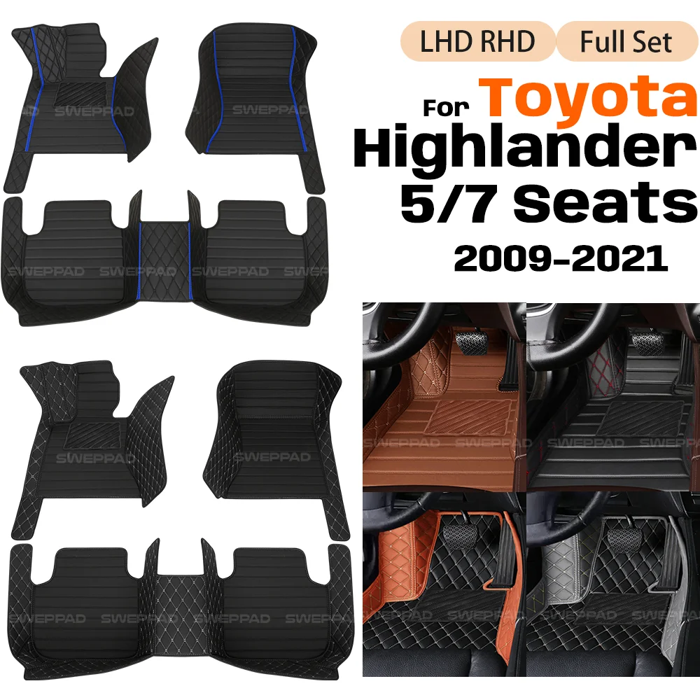 

For Toyota Highlander 5/7 Seats 2009-2021 20 19 18 Custom Car Floor Mats Automobile Carpet Cover Interior Accessories Protective