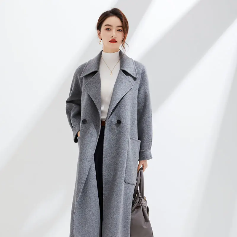 

Autumn And Winter Double-Sided 100% Pure Wool coat Women's Suit Collar Long A-Line Version High-end Cashmere Coat Fashion Korean