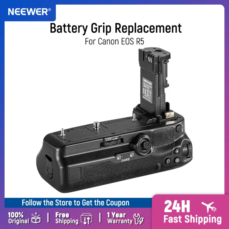 

NEEWER Battery Grip Replacement for BG-R10 Compatible with Canon EOS R5 R5C R6 R6 Mark II Mirrorless Cameras