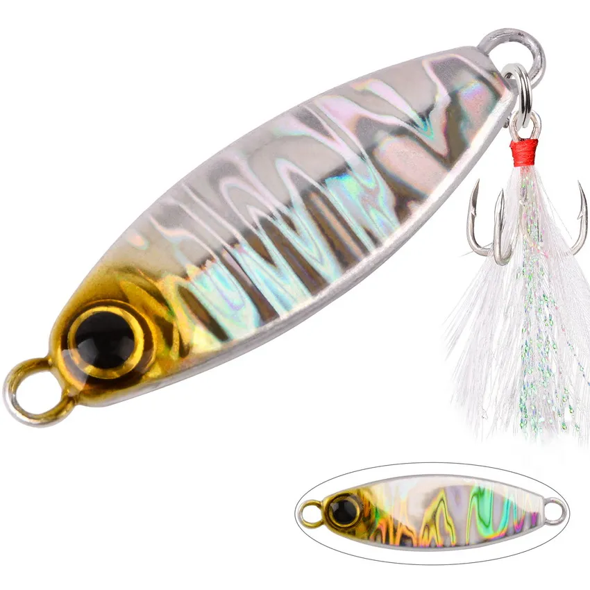 2023 Metal Spinner Jig Hard Bait 10g 4.5cm Saltwater Jigging lead Fishing Lure Laser Body Sinking Bait Carp Fishing Tackle