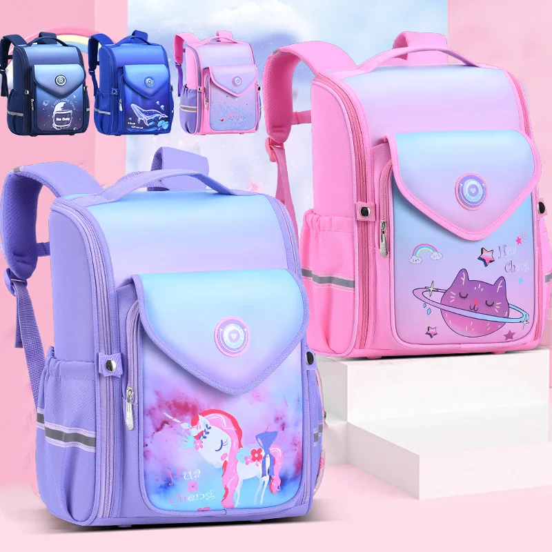 New Children 1-5 Grade School Backpack For Boys Girls Orthopedic Antifreeze 3D Unicorn School Bags Boy Cartoon Mochila Escolar