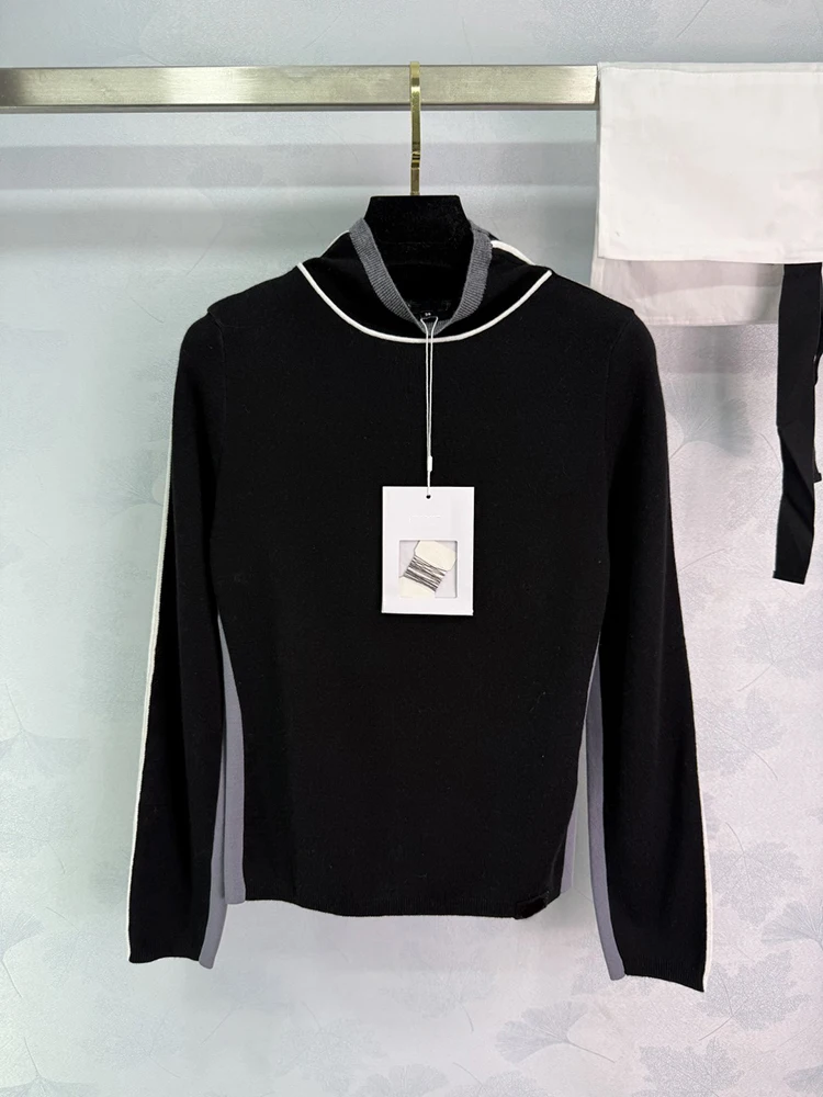 

SVORYXIU 2025 Autumn New Style Casual Style Contrasting Color Trim Knitting Long Sleeve Tunic;Top Women's Fashion Pullovers