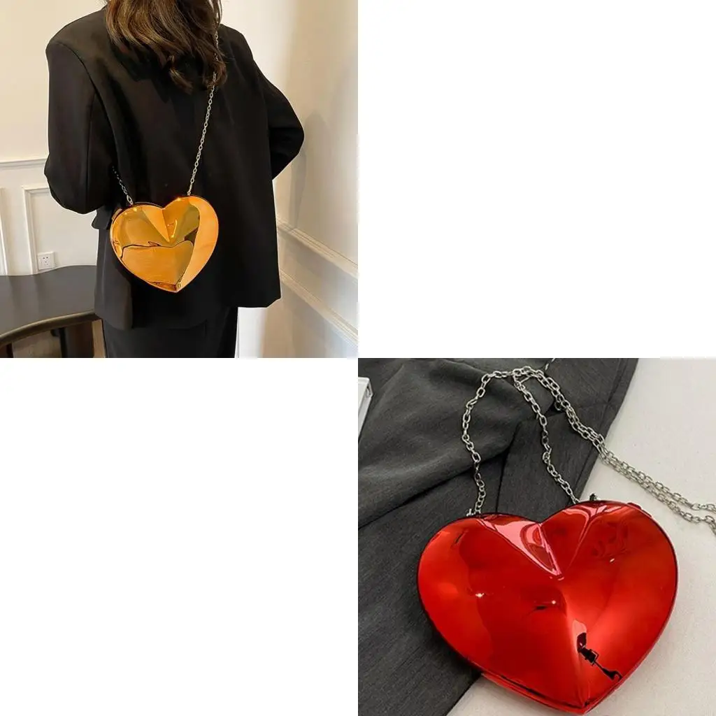 

Женская сумка на ремне с цепочкой, вечерний клатч в форме сердца, сумка через плечо