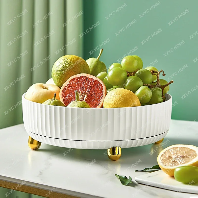 Rotatable fruit plate, simple modern coffee table in the living room, creative large-capacity storage plate