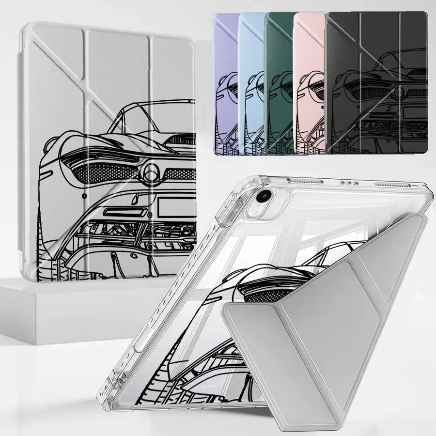 Supercar Pattern Holder Cover Tablet Case For iPad Air 4 5 M3 M2 M4 11inch Mini 6 7 Pro 2025 Pro 11th 10th 9th 8th 7th 12.9inch
