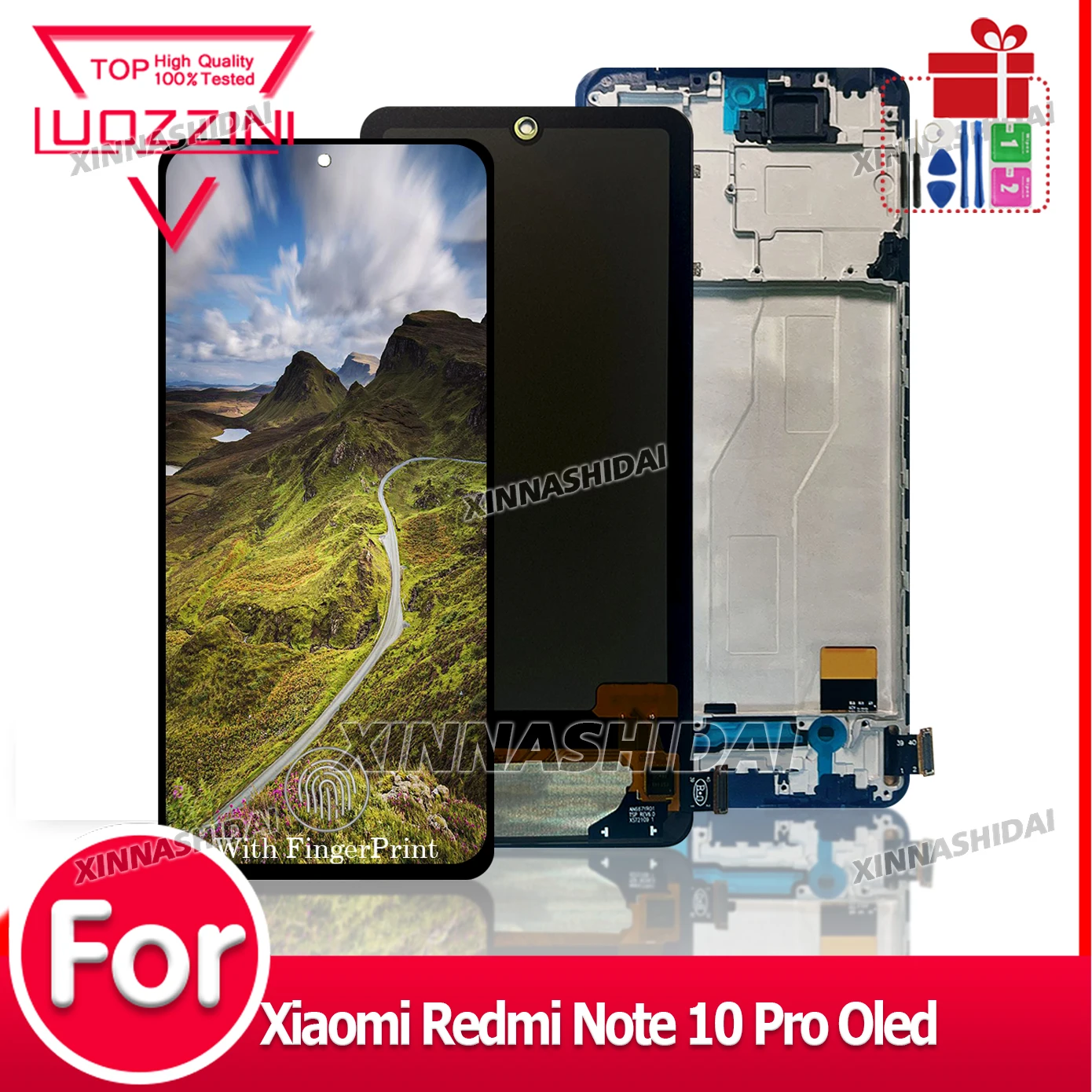 NEW OLED For Xiaomi Redmi Note 10 Pro CM2101K6G LCD Display Touch Screen for note 10 Pro Frame Digitizer Assembly parts