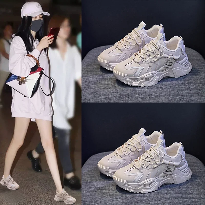 

9 Style Women's Thick Sole Dad Shoes Spring Women's Sports Shoes Women's Leisure Thick Sole Vulcanized Shoes