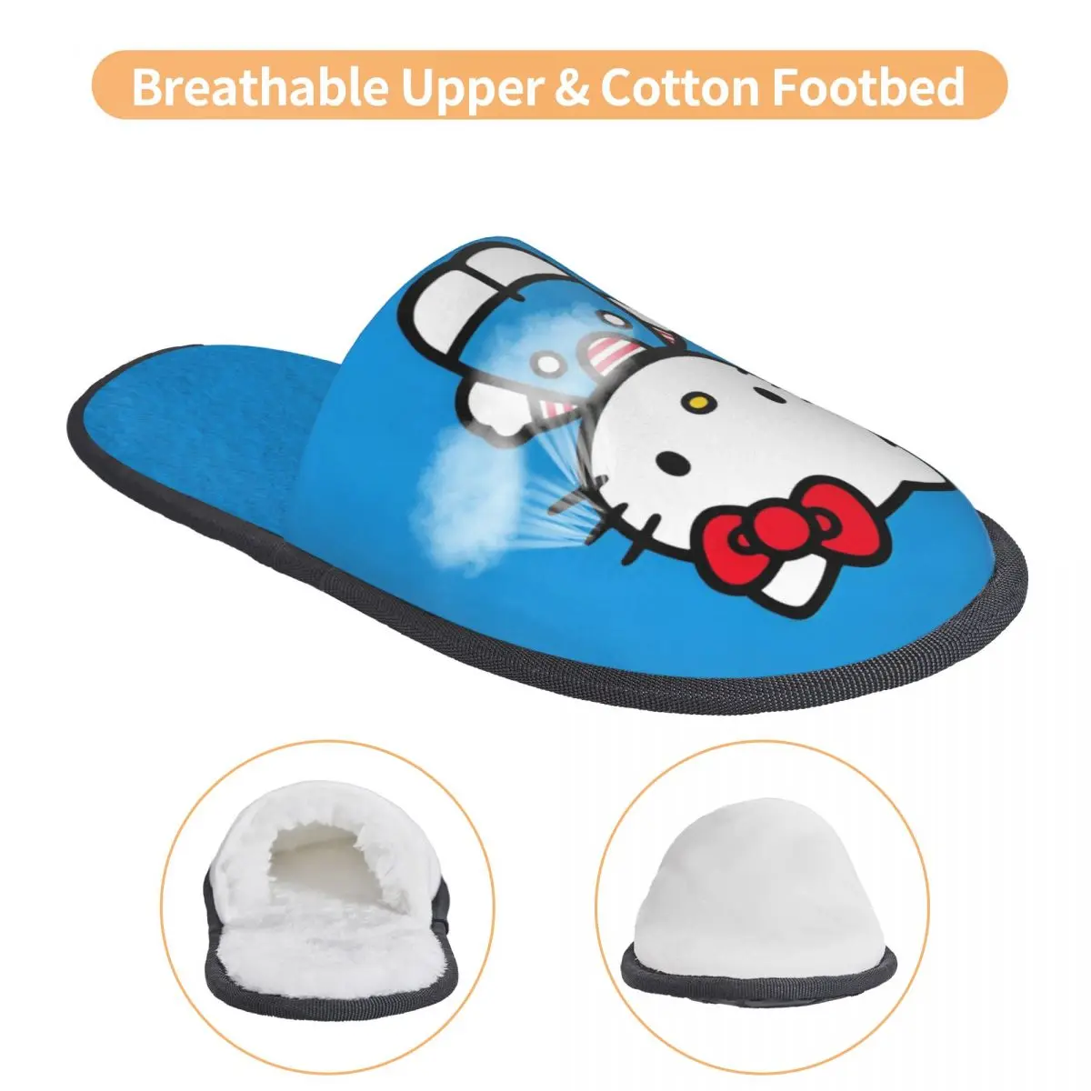 Kawaii لطيف مرحبا كيتي الشتاء النعال القطيفة غرفة المعيشة لينة رغوة الذاكرة الشرائح عدم الانزلاق