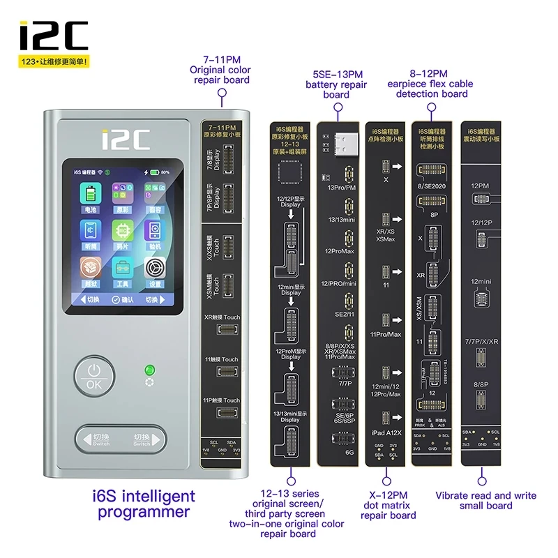 

Программатор I2C i6S для смартфона, оригинальный цвет, функция True Tone, точечная матрица, ремонт, распознавание лица, батарея