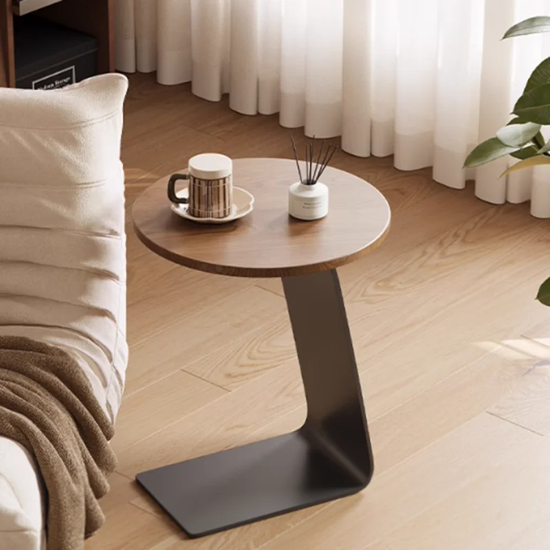 

Black Metal Legs Coffee Table Designer Brown Wood Modern Round Coffee Table Designer Minimalist Mesa Centro Salon Furniture Home