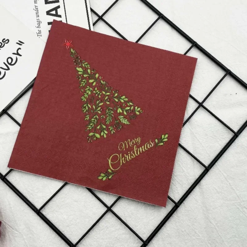 20pcs/Pac 33cm 2-Ply Colorful Printed Napkins Red Christmas Tree Creative Party Decoration Paper Table Setting Paper Placemats