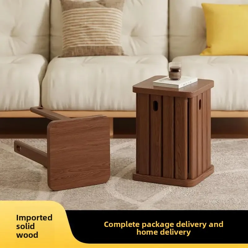 Minimalist Stackable Solid Wood Stool Folding Seat Multi-Purpose Nesting Bench Dining Living Room Space Saving Home Furniture
