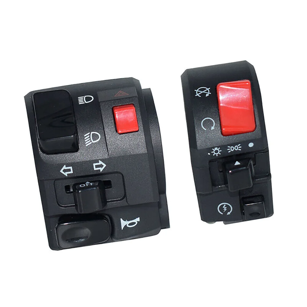 Motorcycle Light Control Switch 1 Pair Universal HeadlightsTurn Horn Motorcycle Handlebar MountPush Button Horn Beam Turn Switch