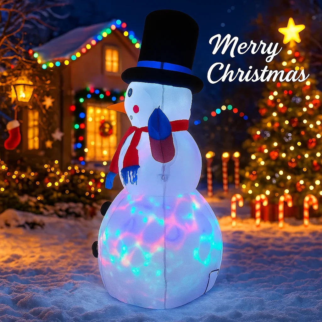 3.9FT Xmas Holiday Inflatable Yard Decor LED Snowman Broom Christma Outdoor Home Decoration Ornament Festive Toy Gift Supplies view 3