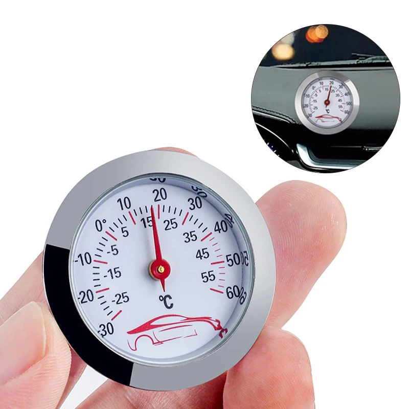 1PC Mini Car Dashboard Thermometer Portable Vehicle Thermometer Round Temperature Gauge Meter Car Home Decoration