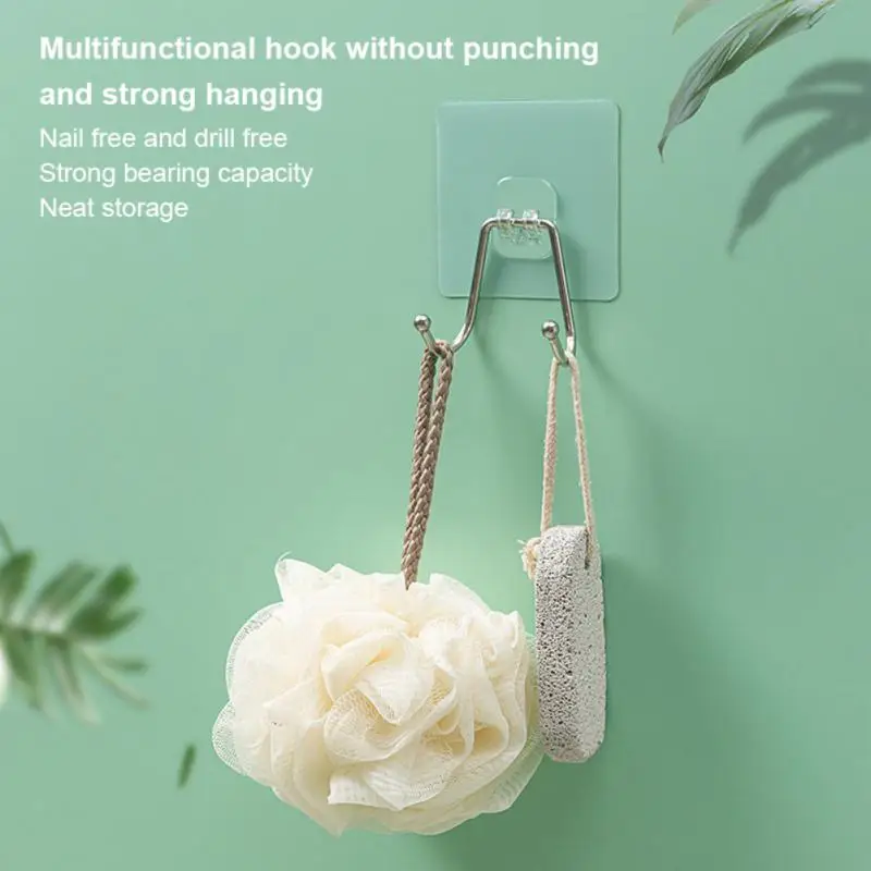 Baja tahan karat kuat kait berperekat tahan air kait tempel gantungan kamar mandi gantungan kunci handuk dapur kamar mandi kait rumah