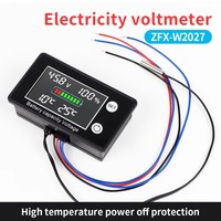 Lead-acid Lithium LiFe PO4 Voltage Gauge Battery Meter DC10V-100V Voltmeter Battery Capacity Indicator with Temperature Control