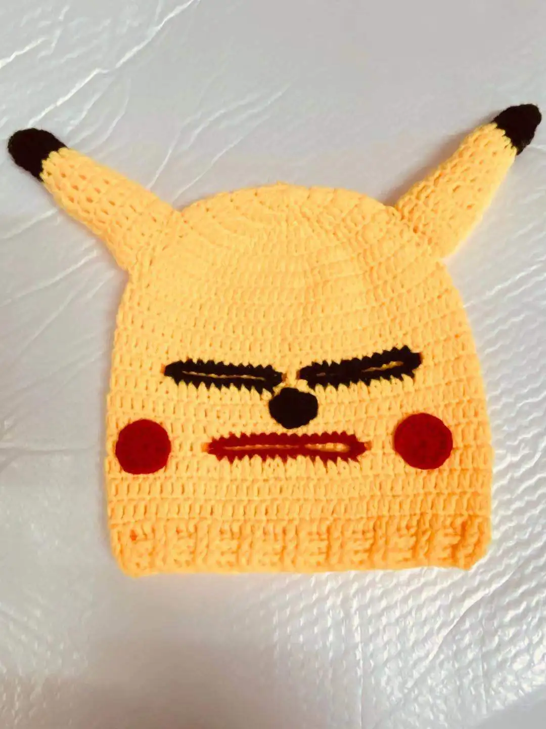 Cartoon Kawaii Pikachu Headgear Funny Wool Knitting Pokemon Elf Mask Humor Hat For Party Birthday Release Stress Game