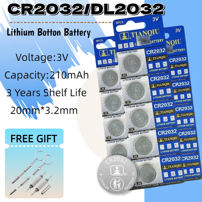 

Hot 3V CR2032 Lithium Button Battery DL2032 BR2032 KL2032 L2032 ECR2032 Coin Cell Watch Batteries 2-50PCS cr2032 for Toys Remote