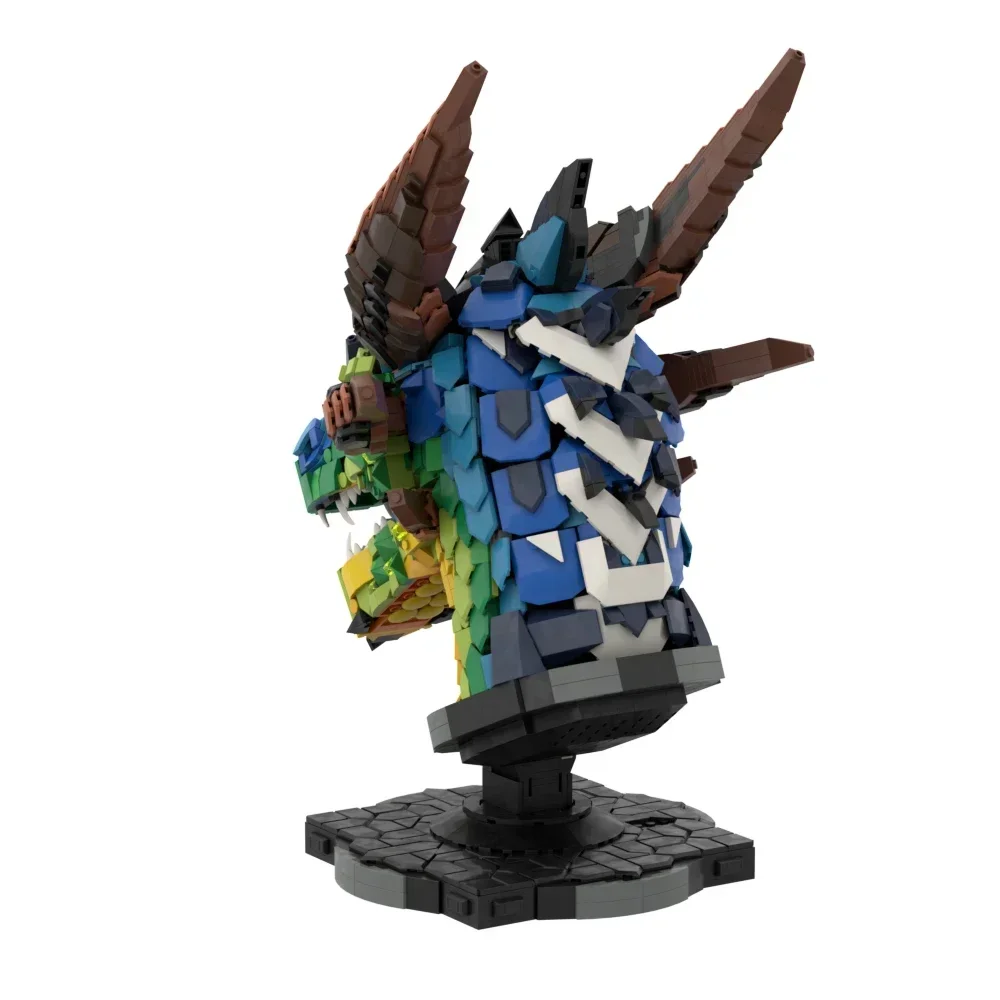 Cabezas del zodiaco MOC, conjunto de bloques de construcción de cabeza de dragón colorido, símbolo de potencia, modelo de exhibición de dragón, juguetes para niños, regalos de cumpleaños para chico