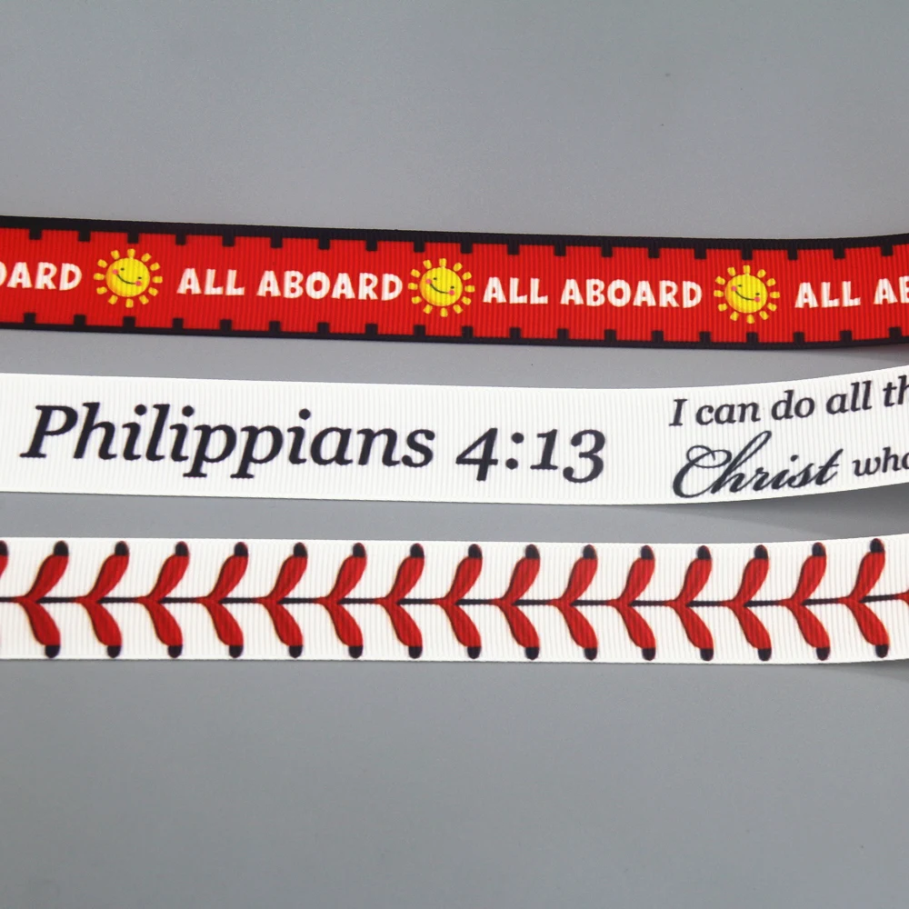 DHK 50 ياردة على فيليبي 4:13 المطبوعة Grosgrain الشريط الملحقات المواد أغطية الرأس الديكور DIY بها بنفسك الخياطة الحرفية S2357