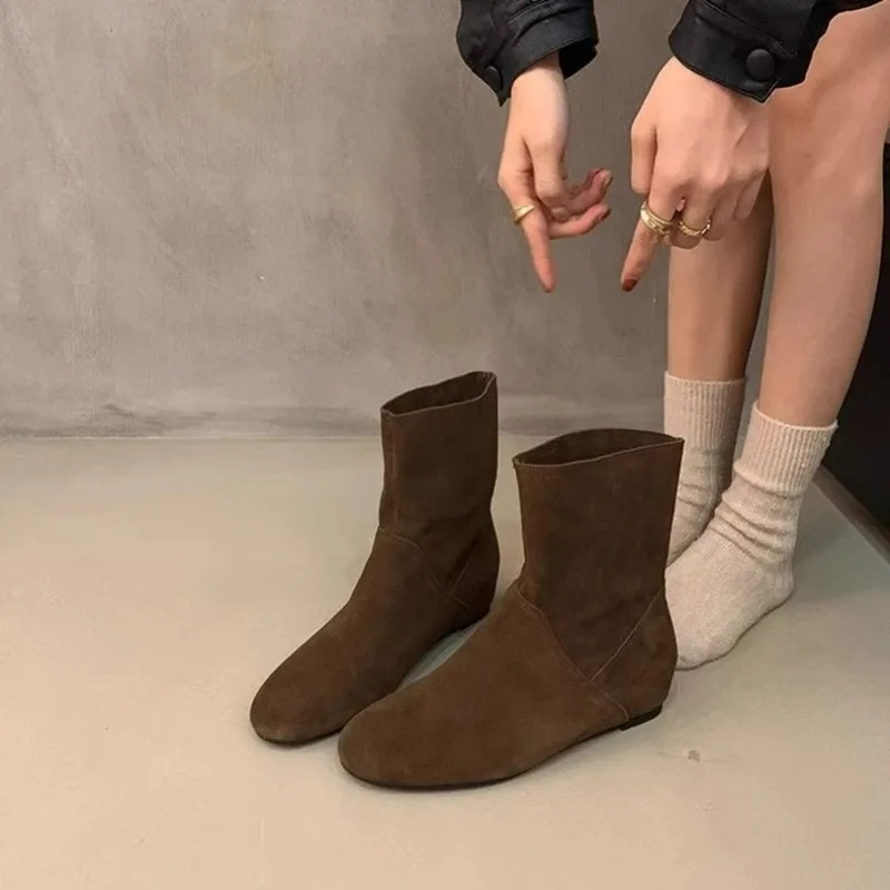 

New Style Women's Winter Short Plush Women Ankle Boots Fashion Square Toe Short Booties Ladies Elegant Low Heels Largas Booties