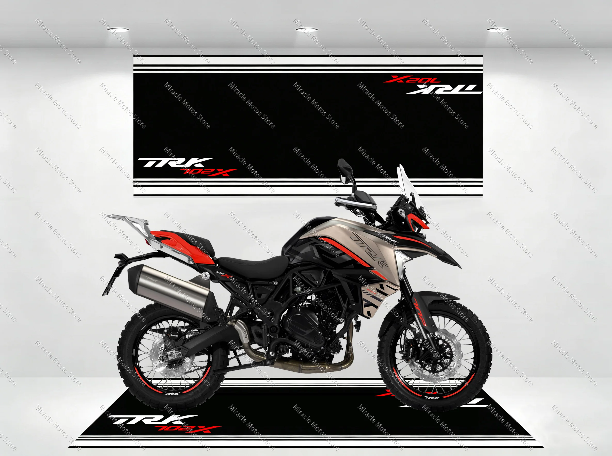 Anti-slip parking mat for TRK702X TRK 702 motorcycle rug stain-resistant, racing-style garage display mat