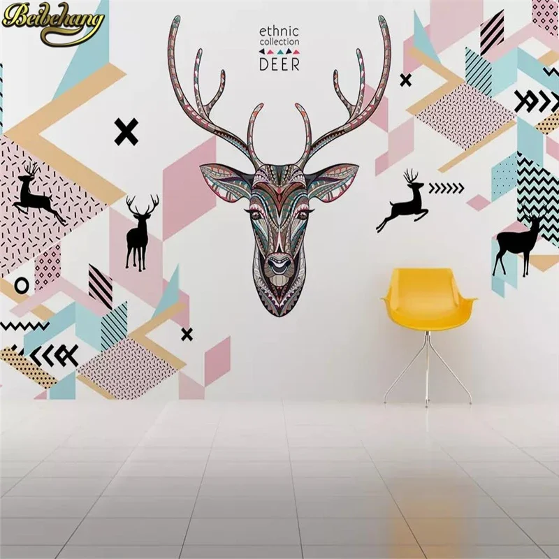 Custom Nordic geometric triangle elk Luxury Photo Wallpaper Large 3D Mural Living Room Bedroom Sofa TV Wall paper roll Stickers