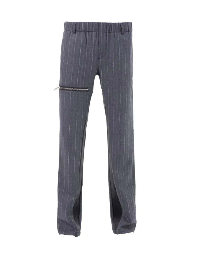 Vibe Wool Business With Cowhide Stripes Casual wide-leg Suit Pants For Men