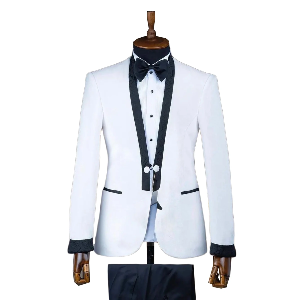 Hochzeit Männer Anzüge Bräutigam tragen Bestman Spitze Rand Schal Revers Jacquard Abend anzug 2 Stück Blazer Hose nach Maß