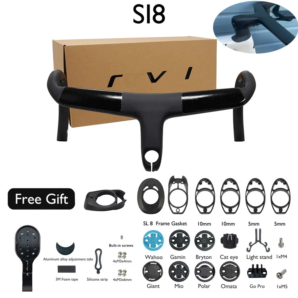 

SL8 Road integrated carbon fiber handlebar, internal cable wiring, Di2 compatible GPS computer stand, suitable for SL7 SL8 frame