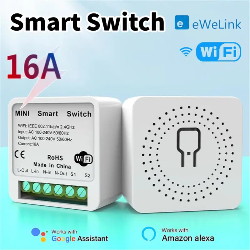 EWelink Wifi Switch 16A 2-way Control Breaker Timer Switch Wireless Remote Controller App Voice Control Via Alexa Google Home