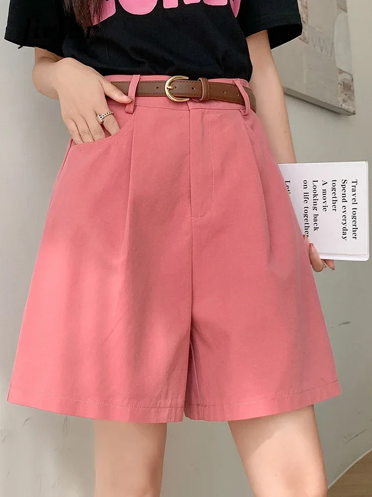 Jielur, pantalones cortos Cargo sencillos a la moda de verano para mujer, pantalones cortos ajustados de cintura alta de estilo coreano, ropa de trabajo informal holgada, pantalones cortos rosas y negros para mujer