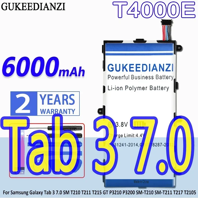 

Аккумулятор GUKEEDIANZI высокой емкости T4000E 6000 мАч для Samsung Galaxy Tab 3 7,0 SM T210 T211 T215 GT P3210 P3200 SM-T210 T217