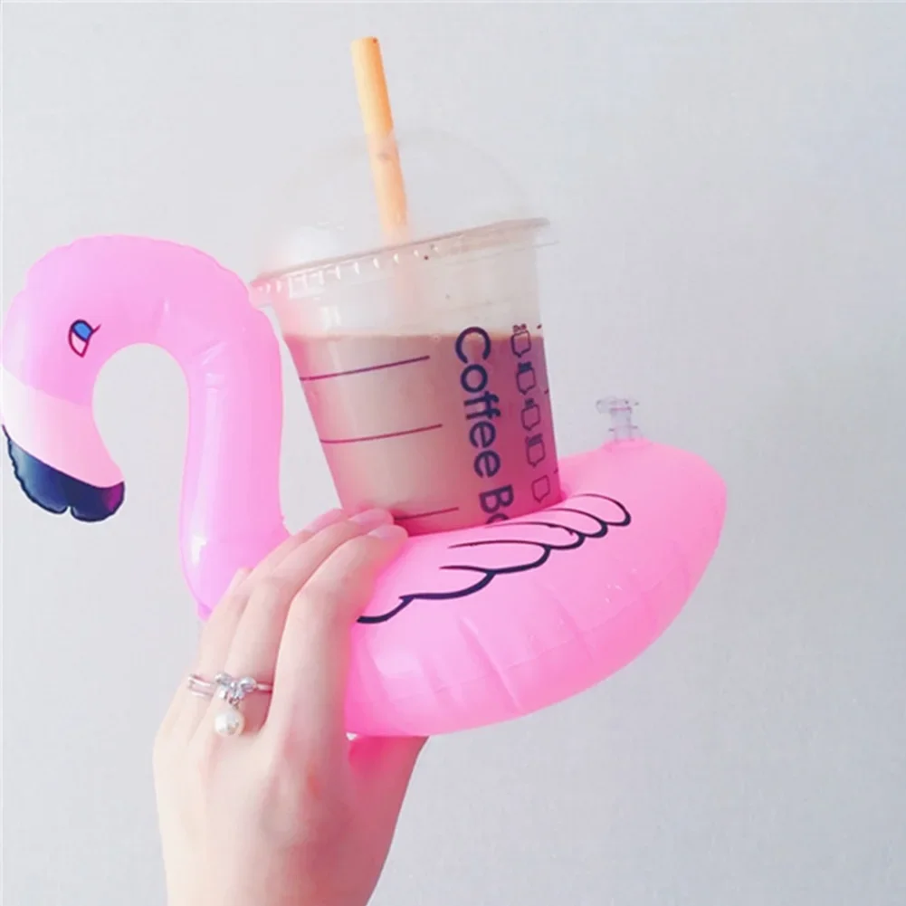 Tropical Flamingo Party Decoration Cup Holder Pvc Water Float Inflatable Drink Cup for Adults Pool Drinkware Tray Water Amusemen