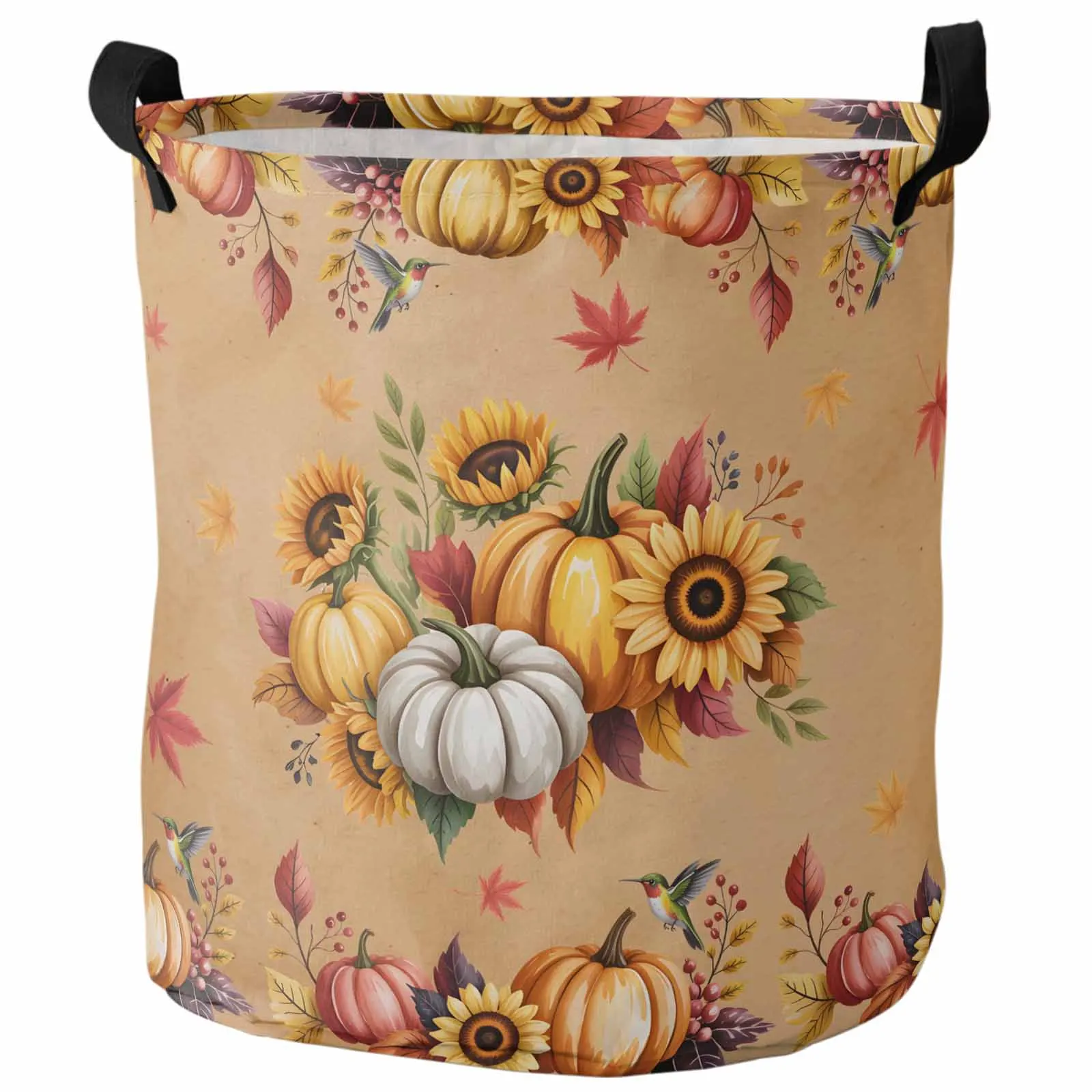 

Brown Pumpkin Sunflower Maple Leaf Foldable Dirty Laundry Basket Kid's Toy Organizer Waterproof Storage Baskets