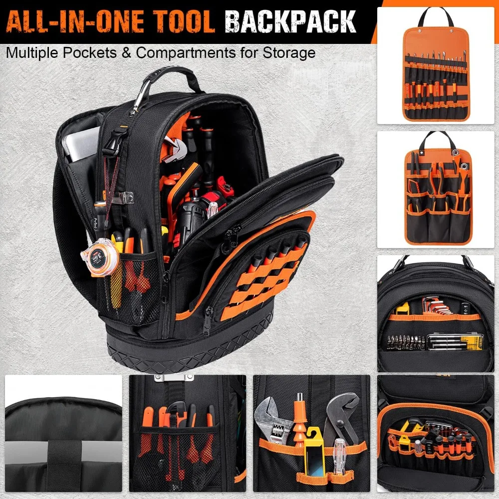 

96-Pocket Tool Backpack Heavy Duty, Large Tool Bag Backpack for Men Women, Tool Bag Organizer