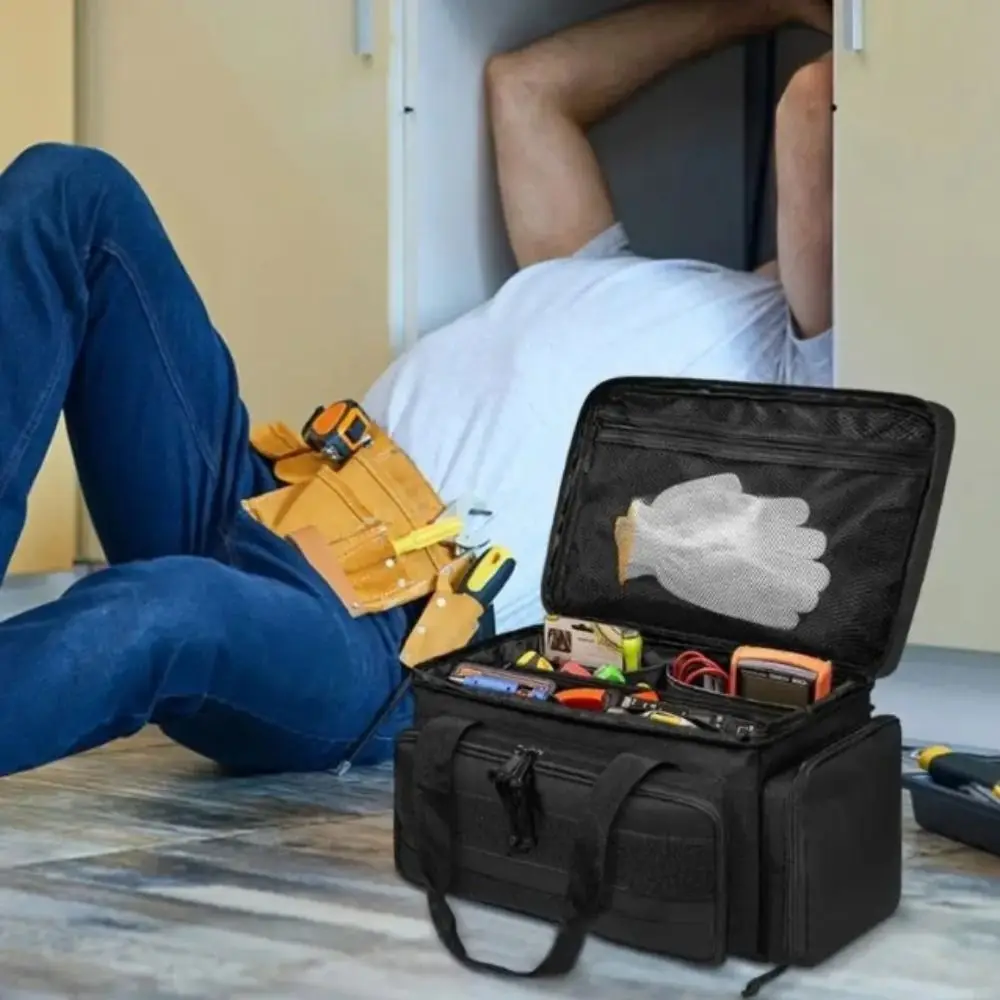 Comfortable Handle Tool Storage Bag Thick Padded Base Easy Carrying Tool Case Black Color Water Resistant Tool Bag