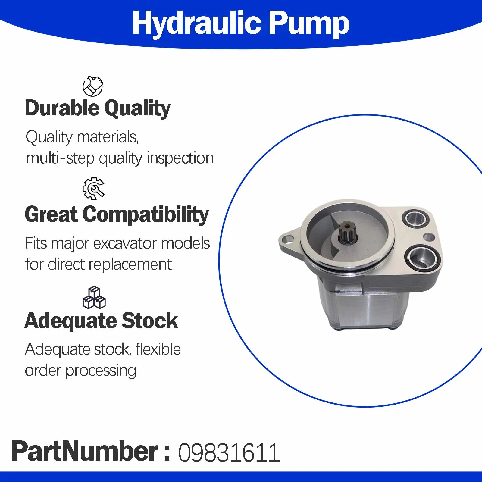 Gear Pump 09831611 2.241-00051 A8VO200 For Doosan Crawler Excavator 340LC-V Excavator TXC340-1
