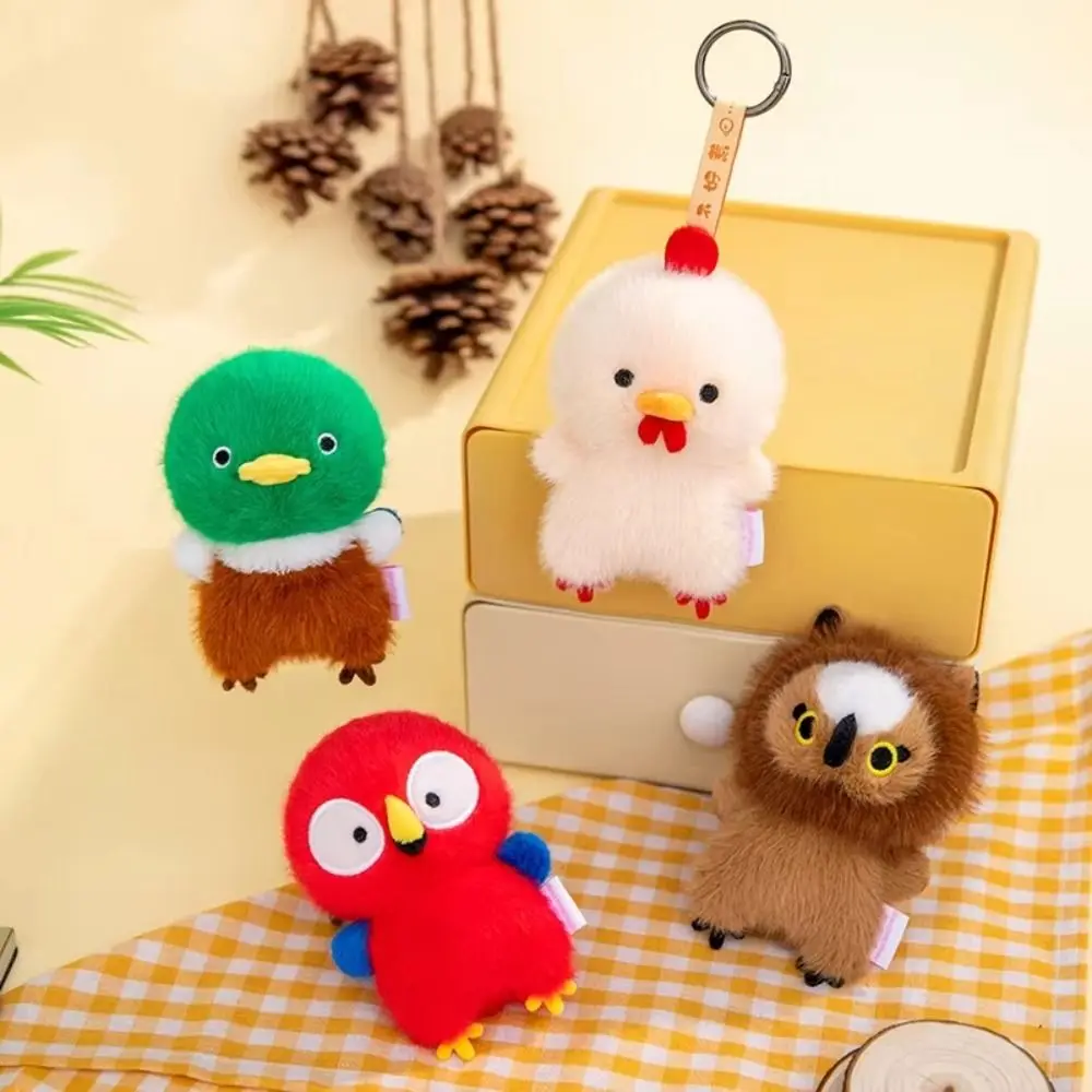 The Unyielding Chicks Series Owl Plush Keychain Mallard Mini Chickens Plush Keychain Adorable Lightweight Macaw Plush Pendant