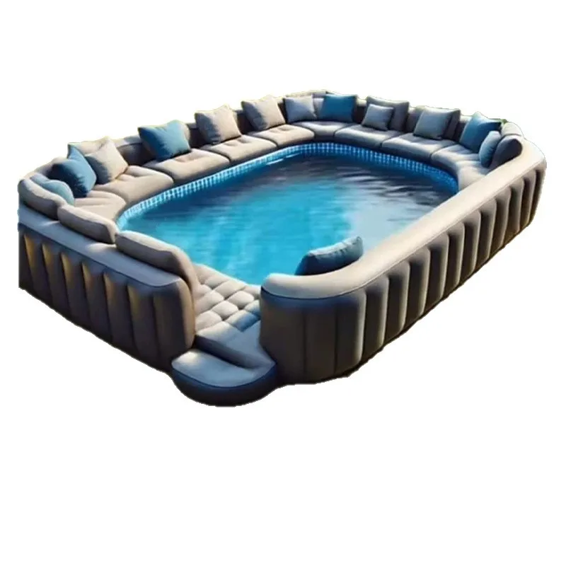 Dining Bar Pool Sofa Magic Carpet with Mesh, Floating Party Dining Table Rest Bed with Awning