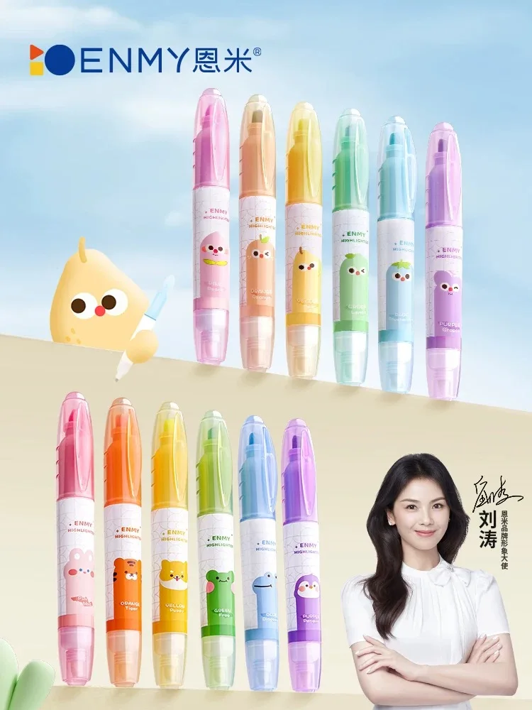 

ENMY Morandi Pastel Fluorescent Pens Macaron Large Capacity Markers Safe Erasable Highlighters School Office Supplies Stationery