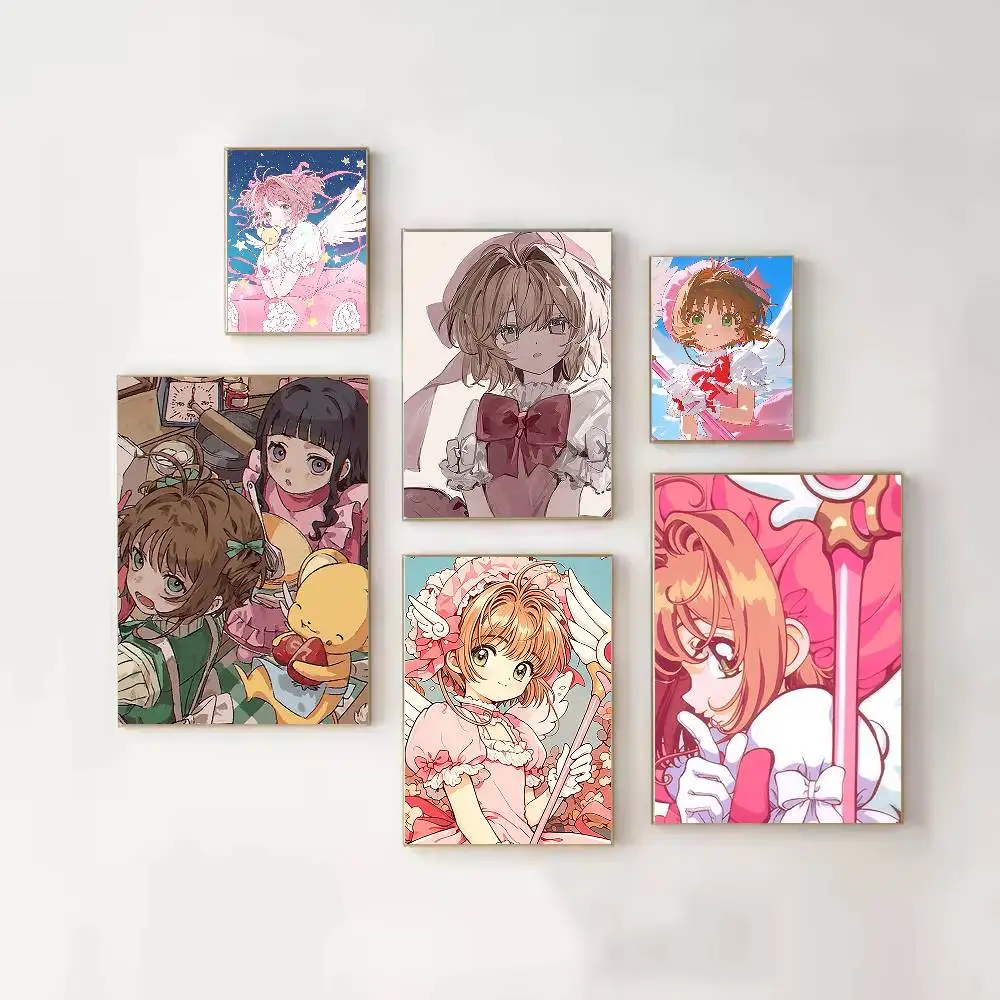 Póster de Anime C-Cardcaptor S-Sakura, arte de pared de calidad HD, carteles Retro para decoración de paredes del hogar, autoadhesivo