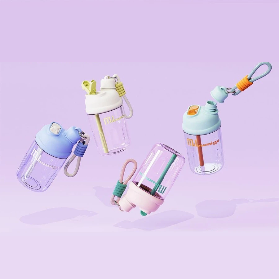 

New high-color value handheld double drinking plastic straw cups for children boys and girls portable fruit tea water cups