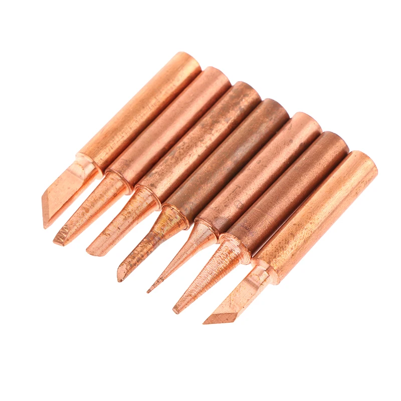 7pcs/set Copper T Soldering Iron Tip Set Electric Soldering Iron Lead-free Welding Tips Head BGA Soldering Tools Welding Tips