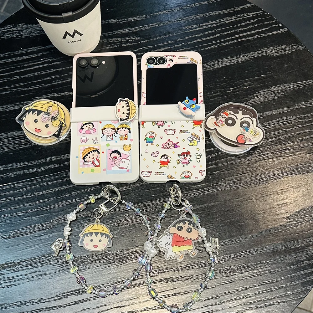 

Kawaii Chibi-Maruko funny Shin-chan phone case for Samsung Galaxy Z Flip 7 Z Flip6 flip5 4 3 For Magsafe Cases Protective cover
