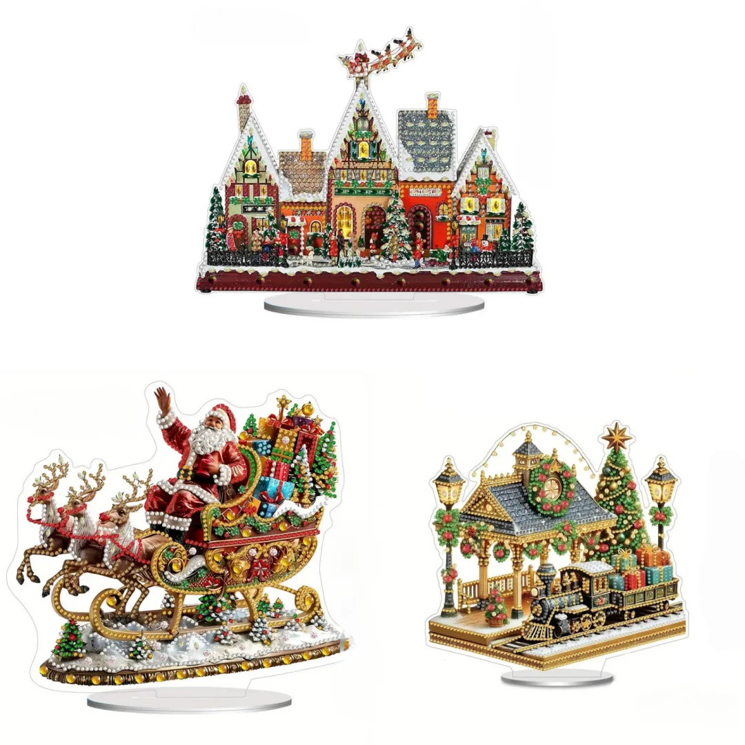 

1 Christmas-themed DIY diamond painting acrylic ornament, bedroom, kitchen scale, table decoration, New Year gift