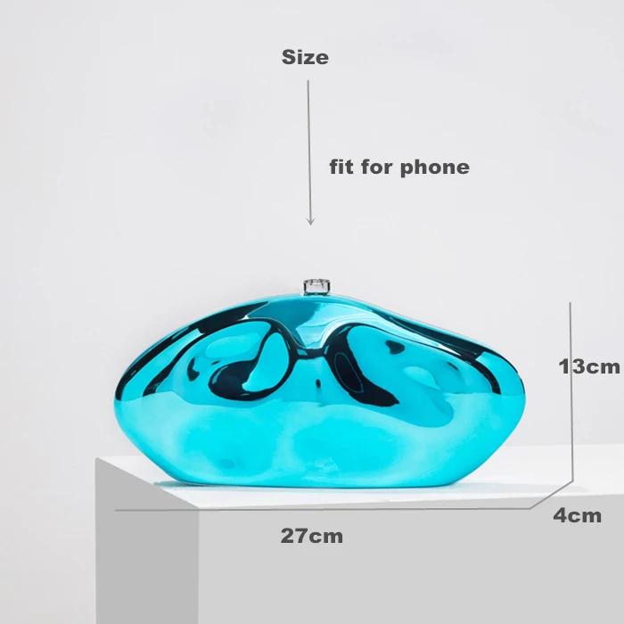 Wonen 골드 실버 이브닝 파티용 아크릴 계란 모양 클러치 백, 럭셔리 샤니 메탈 박스 숄더 크로스바디 백, 패션 2024